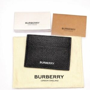 NEW Burberry Sandon Black Grained Leather Card Holder Wallet Italy 2023 Luxury